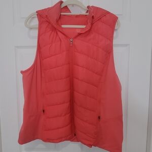 Tangerine Women's Bright Coral Vest W/ Hood